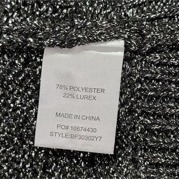 Novelty Stitch Black and Metallic Silver Crocheted Open Weave Cardigan Sweater - Picture 7 of 7